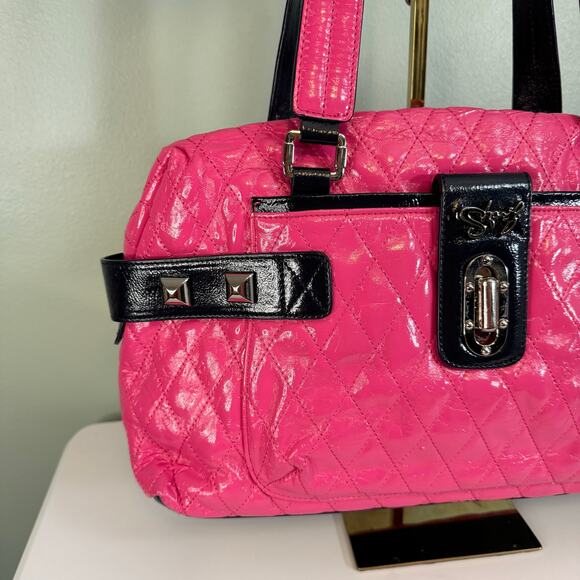 Original by Sharif 1827 Satchel Shoulder Bag Pink Barbiecore Quilted Elegant - Picture 3 of 15